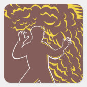 Un Homme Dans Un Sticker Carré De Feu (Devant)