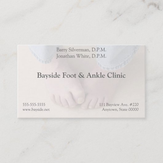 un homme inquiet de ses pieds carte de visite (Devant)