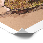 Un homme monte une affiche de dessin de tortue (Coin)