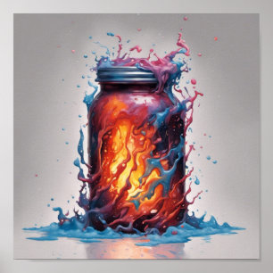 Un incendie dans un poster de bocal