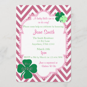 Un Invitation de Baby shower irlandais Lucky Littl