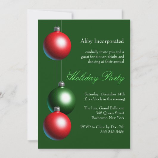 Un Invitation de vacances Ornament Vert (Devant)
