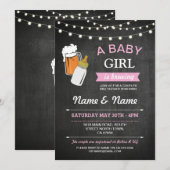 Un invitation rose de craie de bières de douche de (Devant / Derrière)