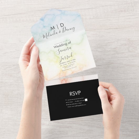 Un Invitation Tout Compris Arc-en-Ciel en Marbre Colo (Déchirure)