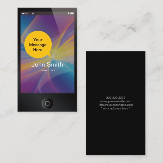 Un iPhone noir comme Carte de visite (Devant / Derrière)