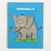 Un joli éléphant drôle avec un oiseau sur le tronc (Devant)