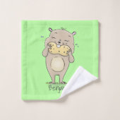 Un joli hamster souriant avec un dessin animé d'ar (Gant de toilette)