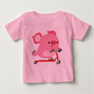 Un joli T-shirt de cochon pour bébé scooter