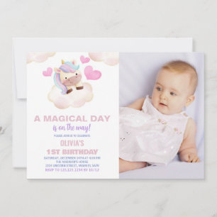 Un jour magique Unicorn Anniversaire Invitations p