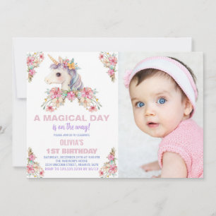Un jour magique Unicorn Anniversaire Invitations p