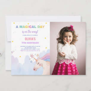 Un jour magique Unicorn Anniversaire Invitations p