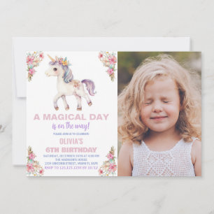 Un jour magique Unicorn Anniversaire Invitations p