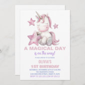 Un Jour Magique Unicorne Invitations Anniversaire (Devant / Derrière)