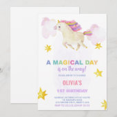 Un Jour Magique Unicorne Invitations Anniversaire (Devant / Derrière)