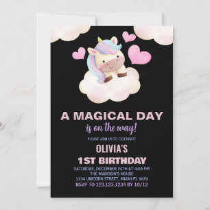 Un Jour Magique Unicorne Invitations Anniversaire