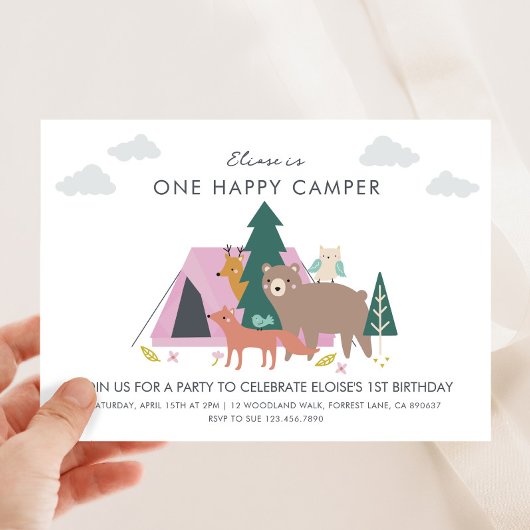 Un joyeux anniversaire de camping Invitation