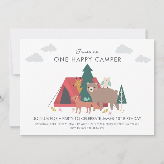 Un joyeux anniversaire de camping Invitation (Devant)