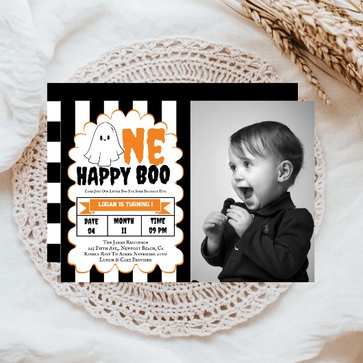 Un joyeux Boo Boy 1er Anniversaire Fête Invitation