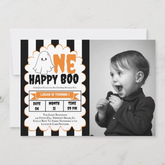 Un joyeux Boo Boy 1er Anniversaire Fête Invitation (Devant)