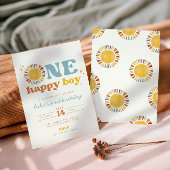 Un Joyeux Boy Boho Sun First Birthday Invitation
