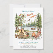 Un Joyeux Camper Boys 1er Invitation anniversaire (Devant)