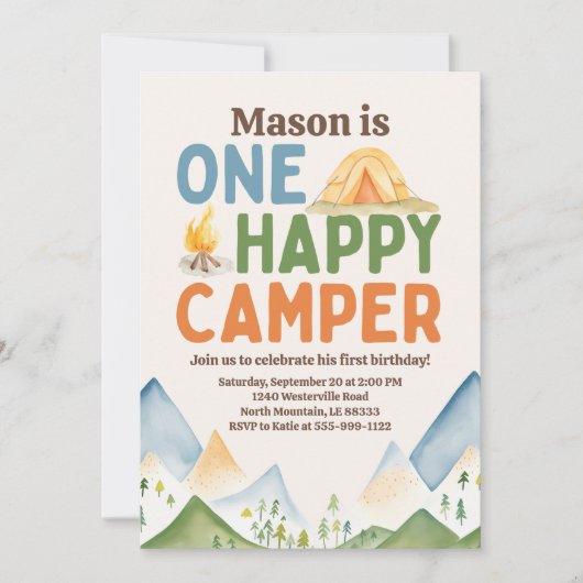 Un Joyeux Camper Invitation Anniversaire (Devant)