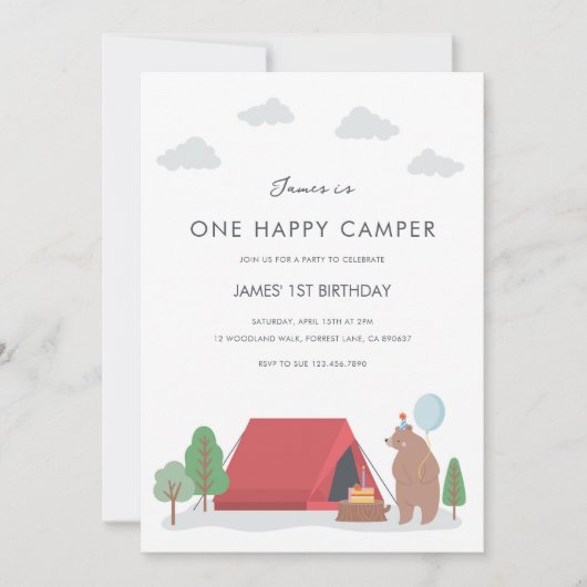 Un Joyeux Camper Invitation Anniversaire (Devant)