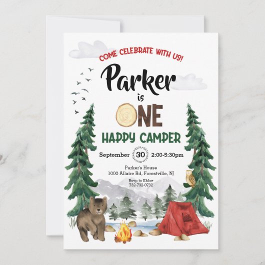 Un Joyeux Camper Invitation Anniversaire (Devant)