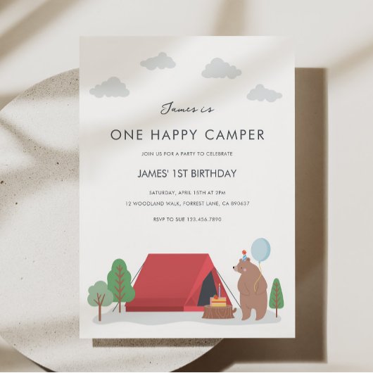 Un Joyeux Camper Invitation Anniversaire