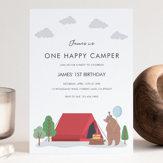 Un Joyeux Camper Invitation Anniversaire