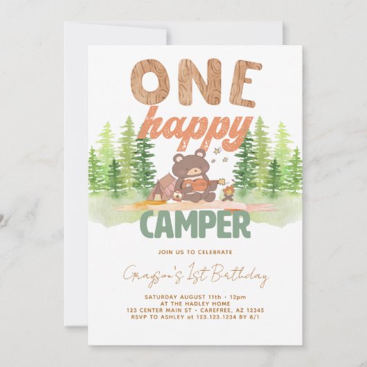 Un Joyeux Camper Invitation Anniversaire (Devant)