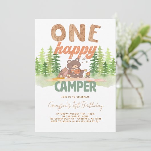 Un Joyeux Camper Invitation Anniversaire (Debout devant)