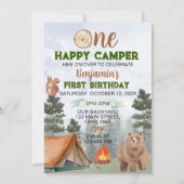 Un Joyeux Camper Invitation Anniversaire Ours des  (Devant)