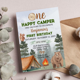 Un Joyeux Camper Invitation Anniversaire Ours des