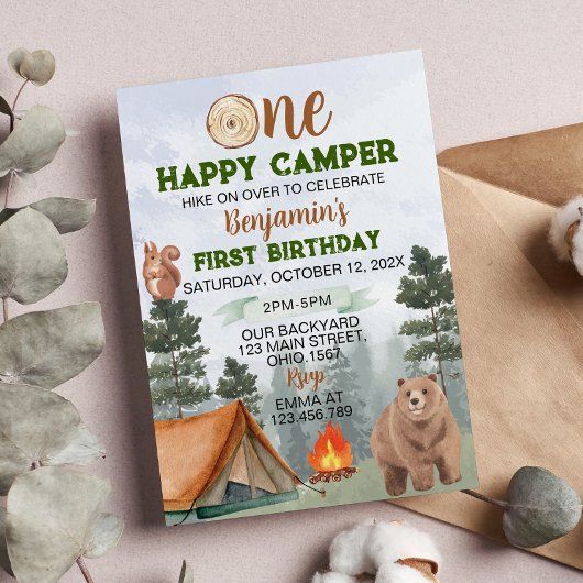 Un Joyeux Camper Invitation Anniversaire Ours des 