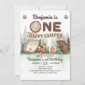 Un Joyeux Camper Invitation Camping Anniversaire (Devant)
