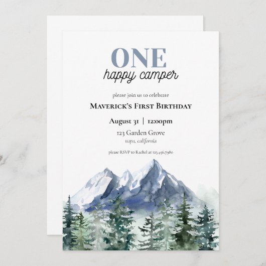 Un Joyeux Camper Invitation d'anniversaire (Devant / Derrière)