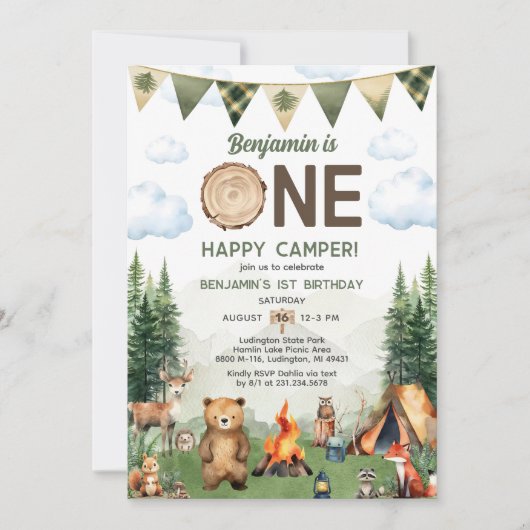 Un Joyeux Camper Invitation d'anniversaire (Devant)