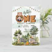 Un joyeux Camper Invitation d'anniversaire avec ph (Debout devant)