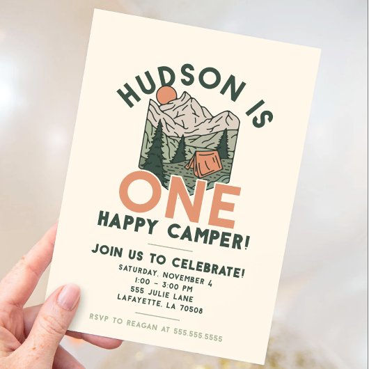 Un Joyeux Camper Invitations de fête d'anniversair