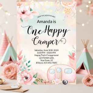 Un Joyeux Camper Premier Anniversaire Invitation C
