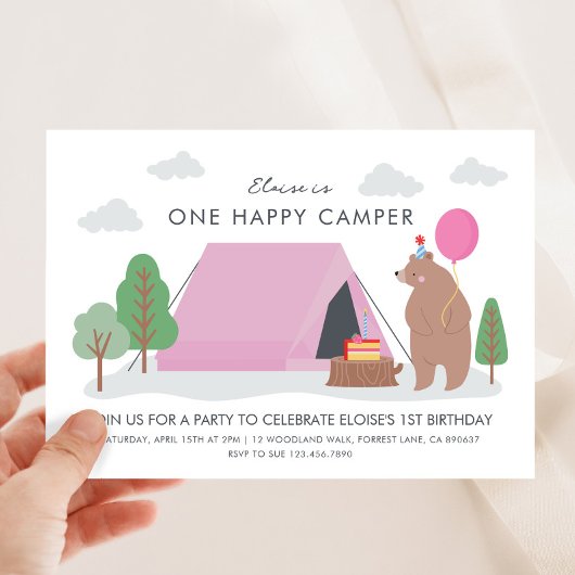 Un joyeux campeur Invitation d'anniversaire