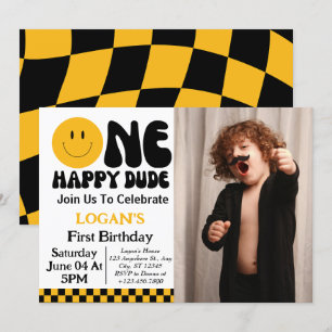 Un joyeux garçon de 1er anniversaire Invitation ph