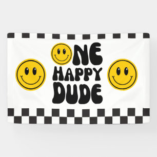 Un joyeux Mec Happy Face Anniversaire Bannière