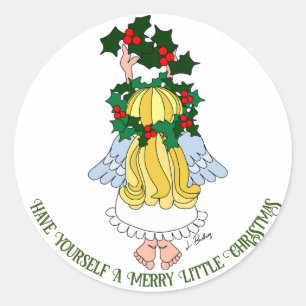 Un joyeux petit autocollant de dessin Ange de Noël