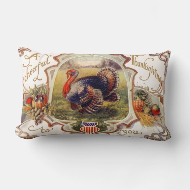 Un Joyeux Thanksgiving pour vous Coussin Vintage (Recto)