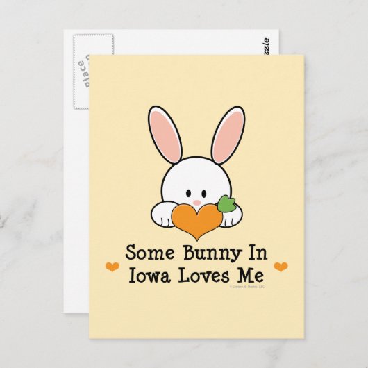 Un Lapin En Iowa M'Aime Carte Postale (Devant / Derrière)