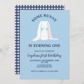 Un lapin est un bleu première invitation anniversa (Devant / Derrière)