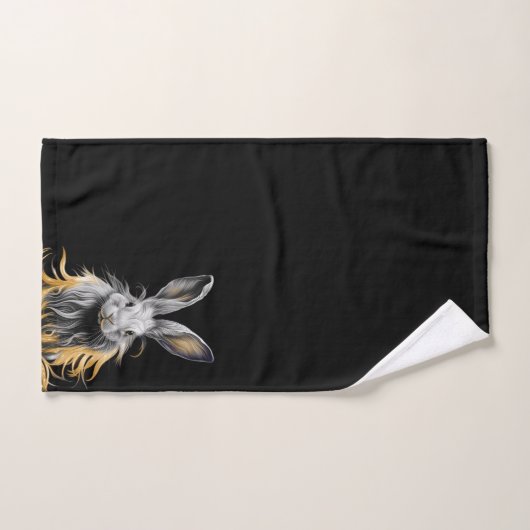 Un lapin gris génial en feu (Serviette à main)