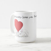 Un lapin t'aime Big Red Heart tasse à café (Devant gauche)